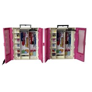 2 Barbie Ultimate Portable Closet Toy Fashion Doll Clothes Accessories Case